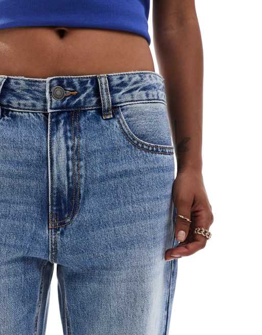 Stradivarius – Teen STR – Gerade geschnittene Jeans in mittelblauer Waschung, 3 von 5