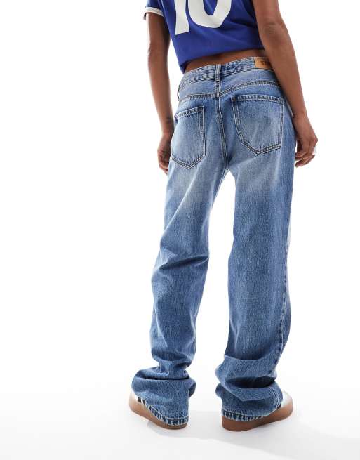 Stradivarius - Teen STR - Mellemblå og forvaskede jeans med lige ben, 2 af 5