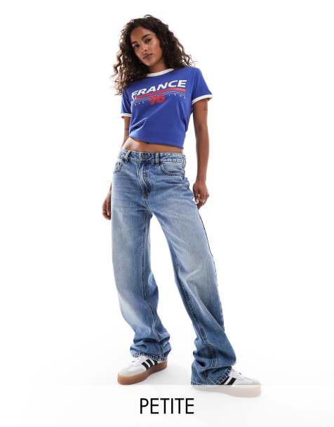 Stradivarius Teen STR straight leg jeans in medium wash blue - view 1