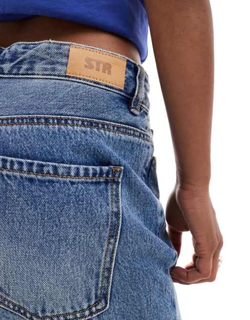 Stradivarius Teen STR straight leg jeans in medium wash blue, 5 of 5