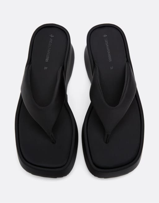 Stradivarius - Teensandalen met plateauzool in zwart, 3 van 6