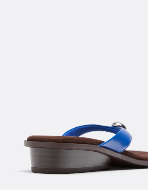 Stradivarius - Teensandalen met sleehak in blauw, 4 van 4