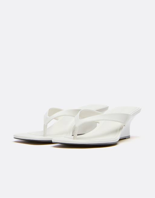 Stradivarius - Teensandalen met sleehak in ecru, 3 van 5