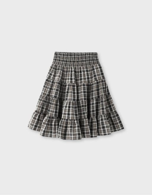 Stradivarius ternet print midinederdel i brun, 7 af 7