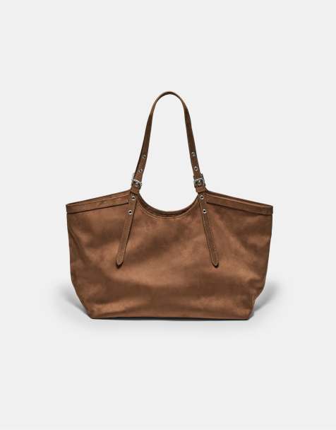 Stradivarius - Terrakottafarvet shoppertaske med lille spændedetalje - view 1