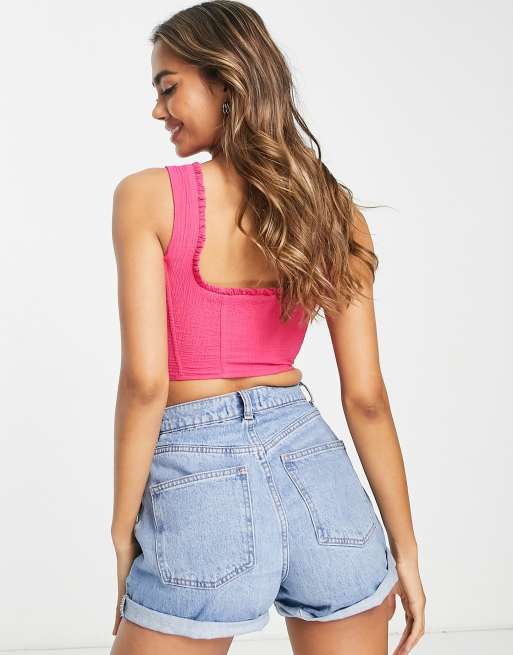 Stradivarius tailored corset top in pink - ShopStyle