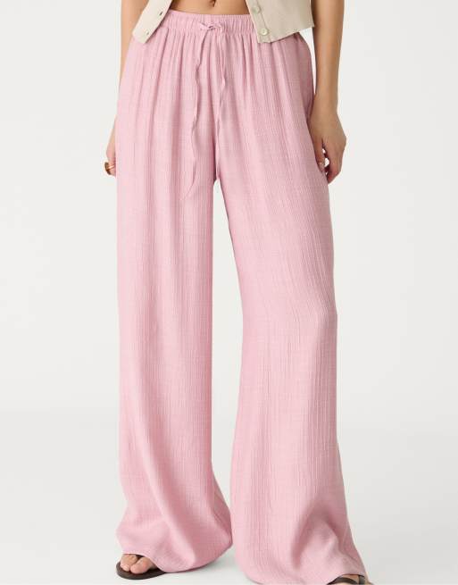 Stradivarius textured trousers in pastel pink, 2 of 4