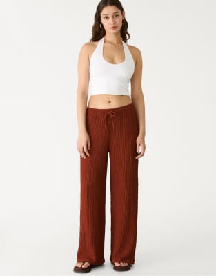 Stradivarius textured trousers in rust - view 1