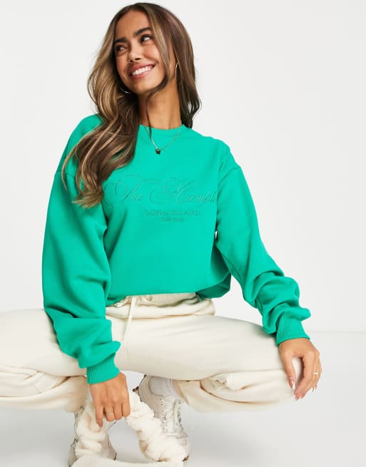 Stradivarius The Hamptons Oversized Sweatshirt In Grün Asos