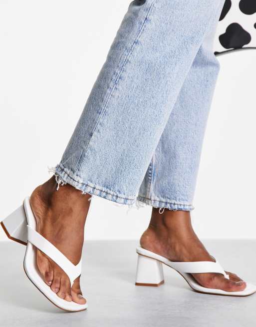 Stradivarius thong mule heeled sandal in white