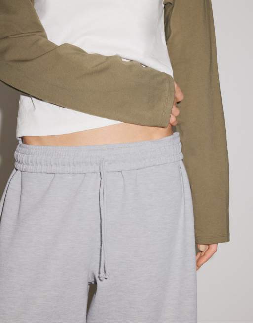 Stradivarius Toggle jogger trousers in grey melange, 4 of 7