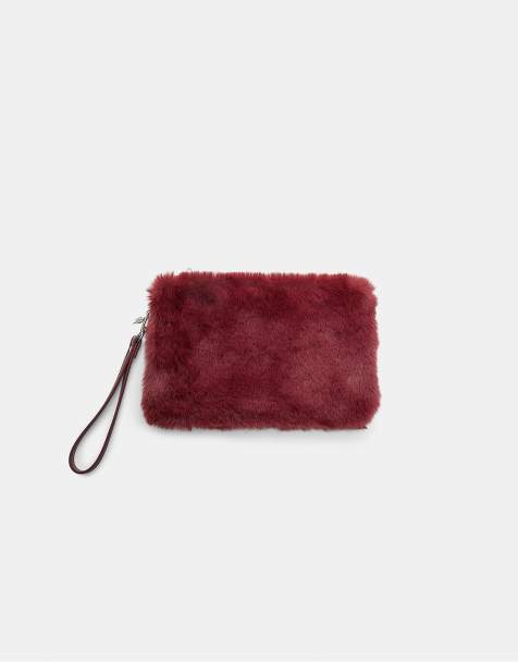 Stradivarius - Toilettas van imitatiebont in bordeauxrood - view 1