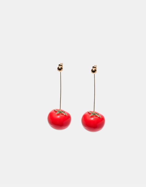 Stradivarius Tomato earrings in red - view 1