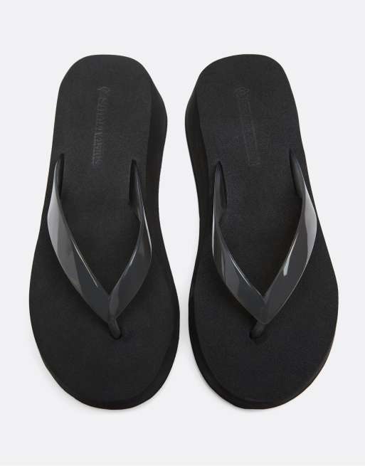 Stradivarius - Tongs à semelle plateforme en EVA - Noir, 2 de 4