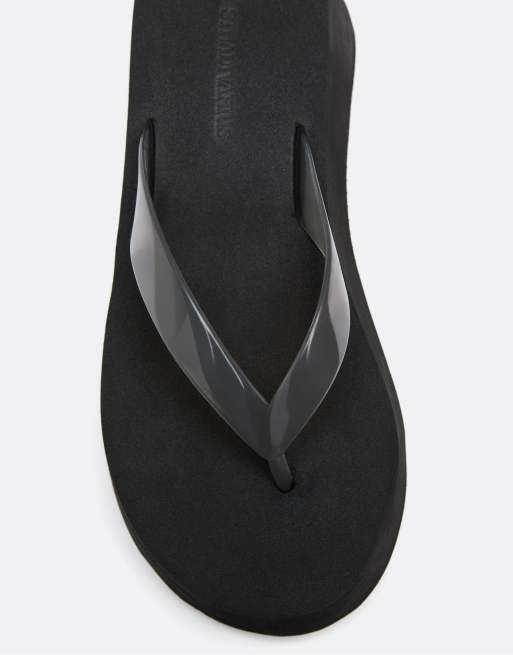 Stradivarius - Tongs à semelle plateforme en EVA - Noir, 3 de 4