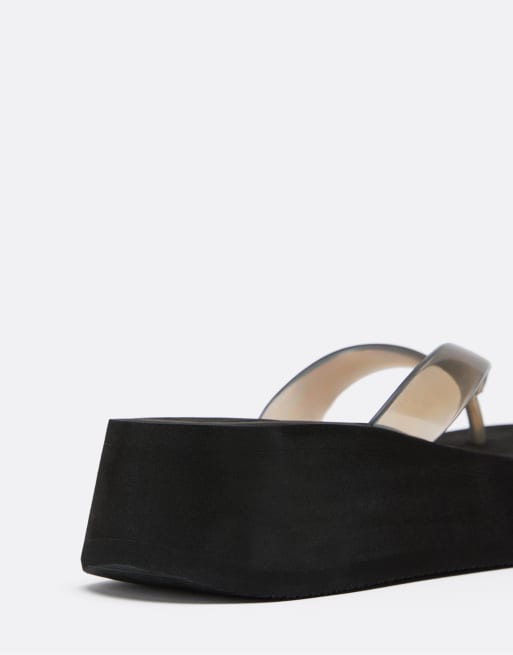 Stradivarius - Tongs à semelle plateforme en EVA - Noir, 4 de 4