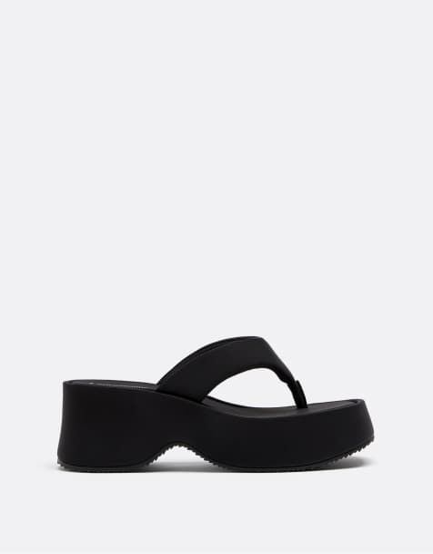 Stradivarius - Tongs à semelle plateforme - Noir - view 1