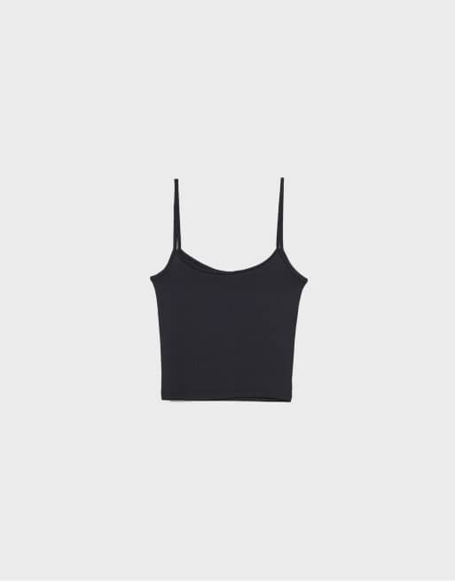 Stradivarius - Top à bretelles fines en polyamide - Noir, 7 de 7