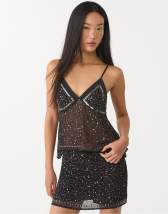 Stradivarius - Top ample imprimé à fils métallisés - Marron