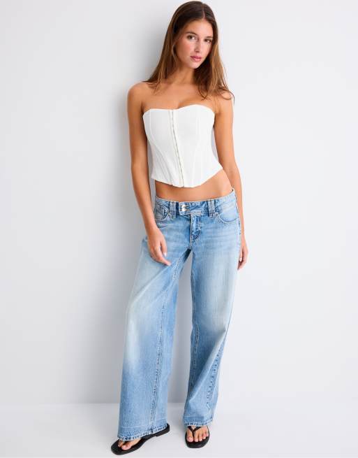 Stradivarius - Top a corsetto bianco con laccetti, 2 di 4