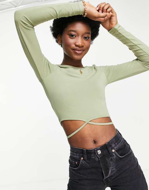 Stradivarius - Top à lanières - Vert olive