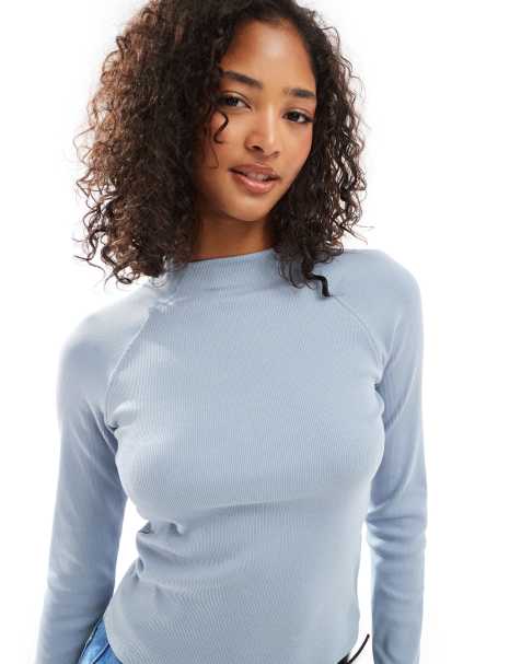 Stradivarius - Top accollato blu - view 1