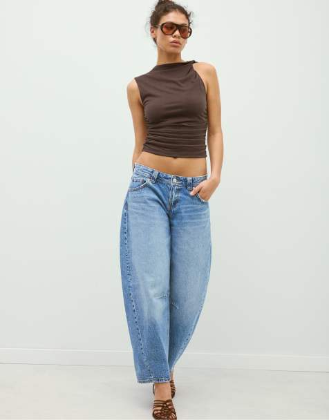 Stradivarius - Top aderente drappeggiato marrone - view 1