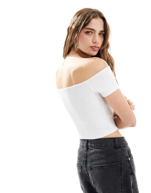 Stradivarius - Top asymétrique - Blanc, 4 de 4