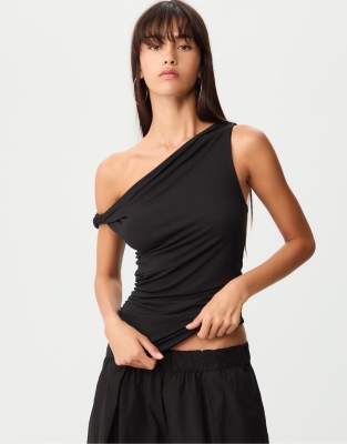 Stradivarius - Top asymétrique - Noir