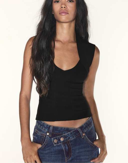 Stradivarius top bandage nero, 2 di 7