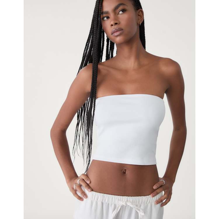 Stradivarius Top bandeau Blanc ASOS
