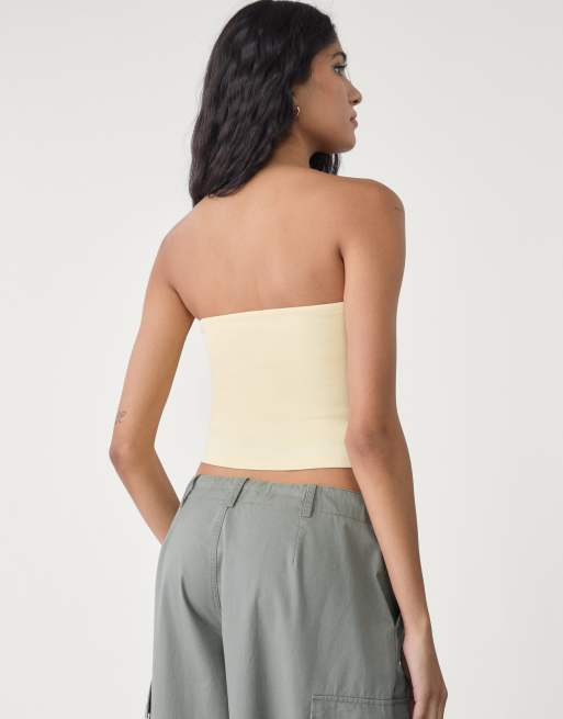 Stradivarius - Top bandeau - Jaune pastel, 3 de 4