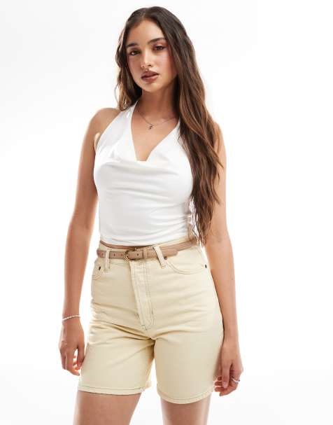 Stradivarius - Top bianco allacciato al collo - view 1