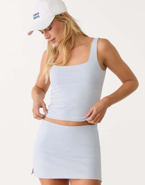 Stradivarius - Top blu chiaro con scollo squadrato - view 1