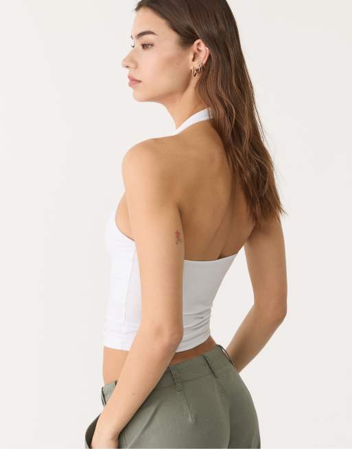 Stradivarius - Top con scollo a vogatore bianco, 3 di 4