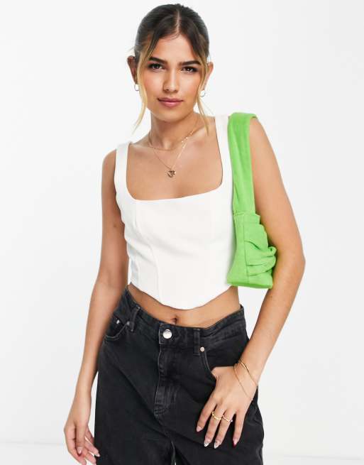 Stradivarius - Top corset ajusté - Blanc