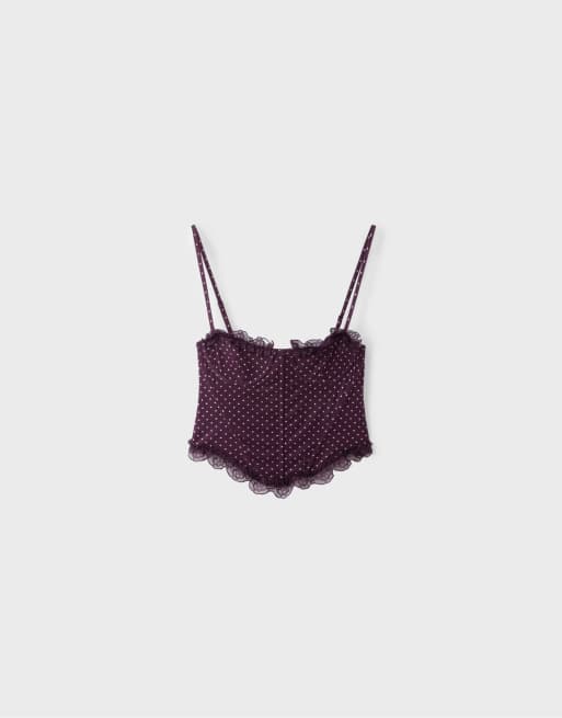 Stradivarius top court ajusté à imprimé fleuri violet, 6 de 7