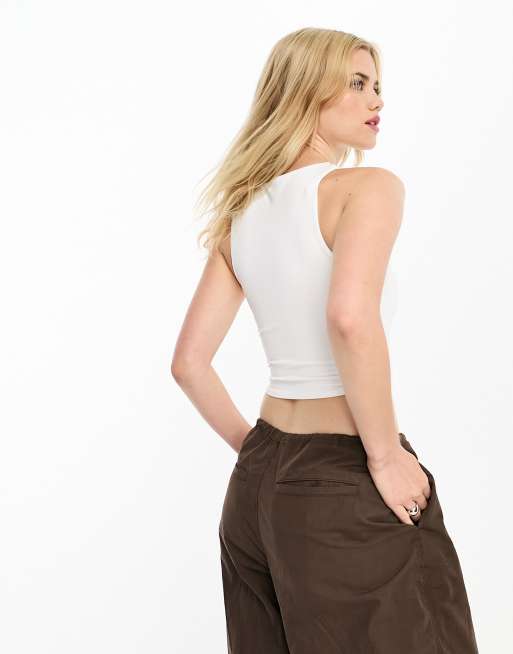 Stradivarius - Top débardeur sans coutures effet sculptant - Blanc , 4 de 4