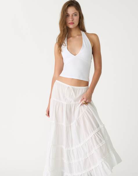 Stradivarius - Top dos nu à col V - Blanc - view 1