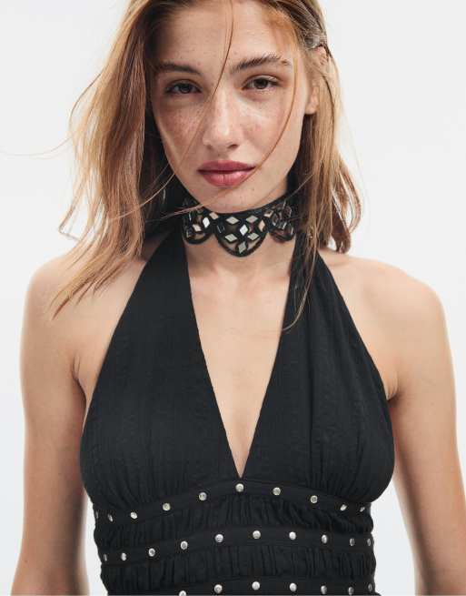 Stradivarius - Top dos nu clouté - Noir, 4 de 4