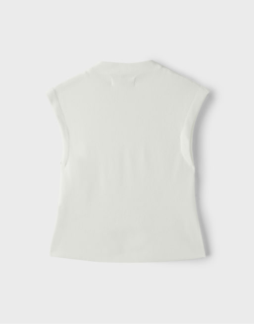 Stradivarius top en maille à col montant écru, 7 de 7