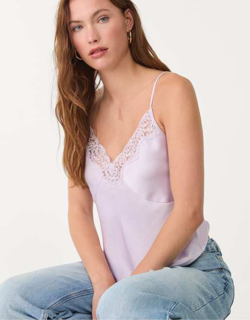 Stradivarius – Top in Malve mit Spitzenrand, 4 von 4