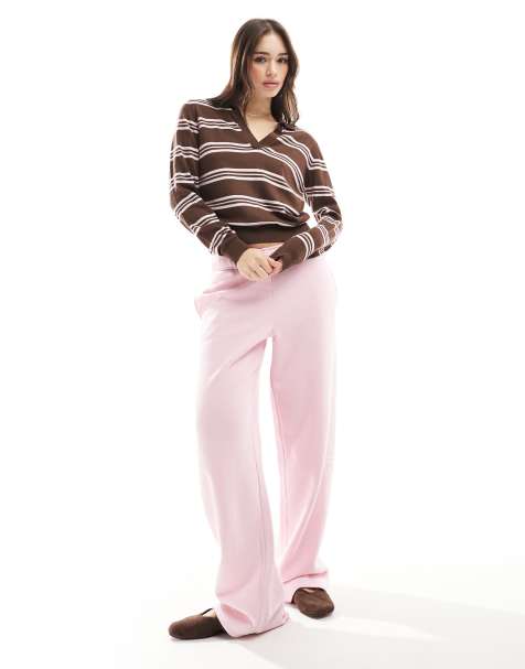 Stradivarius - Top marrone a righe stile rugby - view 1