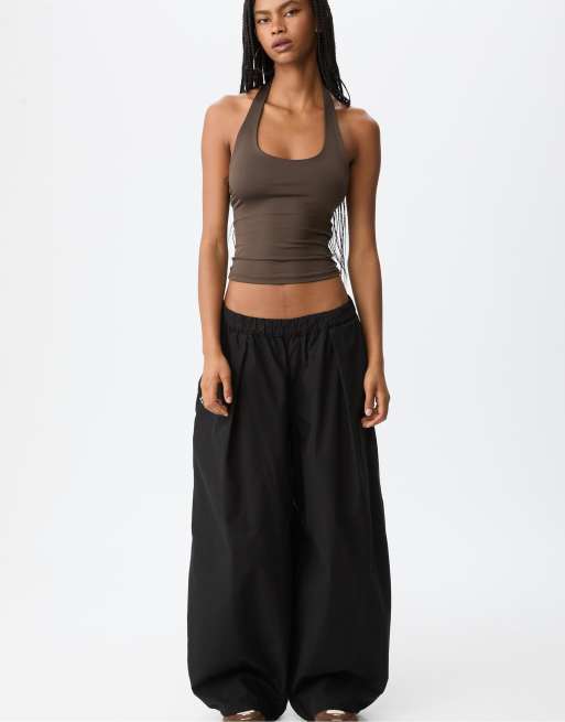 Stradivarius - Top marrone con scollo a vogatore, 4 di 4