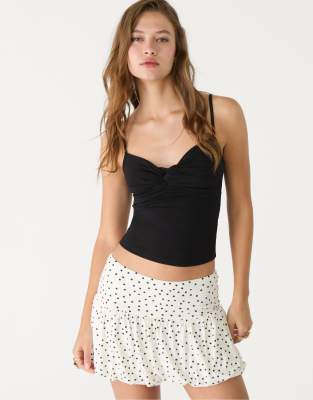 Stradivarius - Top met bandjes en knoop in zwart - view 1