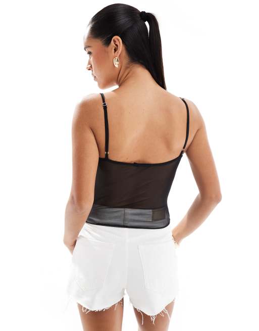 Stradivarius - Top met ruches en V-hals in zwart, 4 van 4