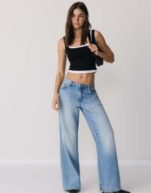 Stradivarius - Top nero effetto due pezzi con scollo squadrato, 3 di 3
