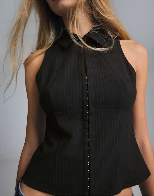 Stradivarius top sans manches à pressions noir, 2 de 7