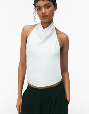 Top satiné à dos nu - Blanc L