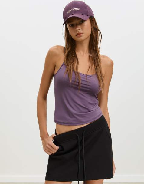 Stradivarius - Top senza maniche basic viola - view 1